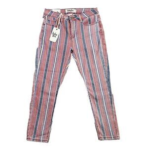 Indigo Rein Junior's Jeans Size 11 Ankle Mid Rise Red Blue Stripe RN 128963 NWT